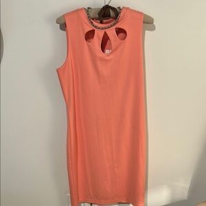 Cato Coral Sleeveless Midi Dress